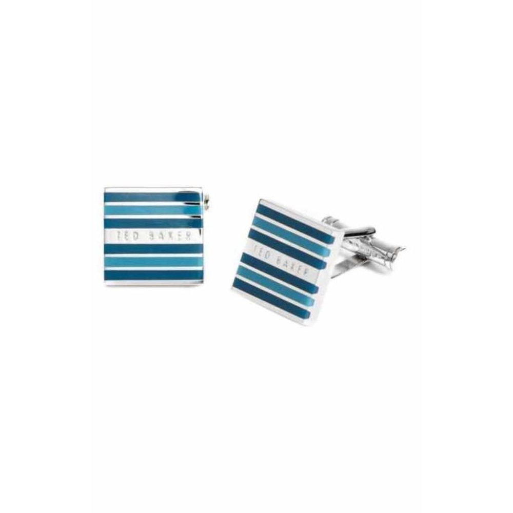 TED BAKER London SQUARE Striped CUFFLINKS Teal